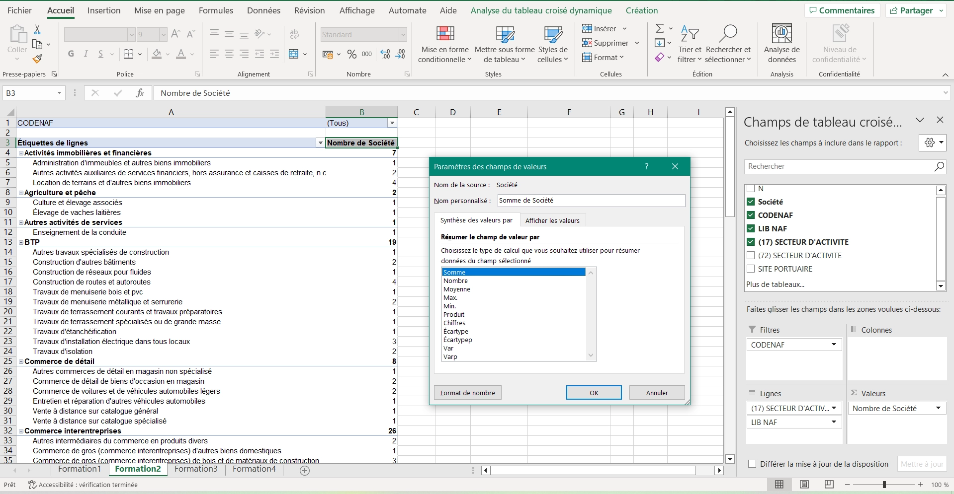 Visuel Excel Tableau croisé