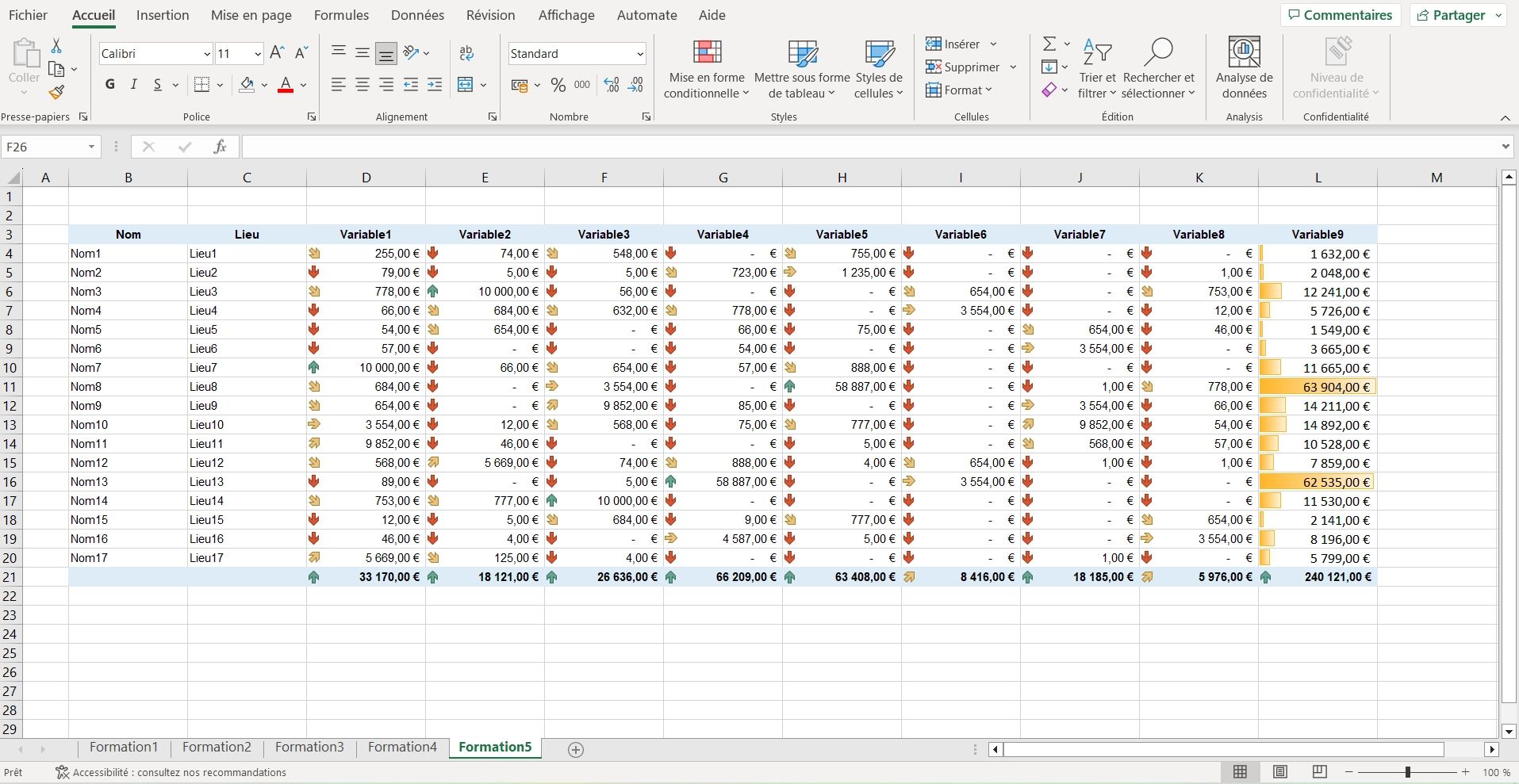 Visuel Excel Tableau de suivi